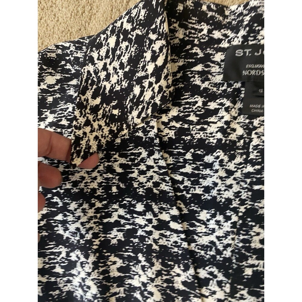 St. John Collection 100% Silk Tweed Print Midi Dress Quiet Luxury Women’s 12 - Picture 6 of 14
